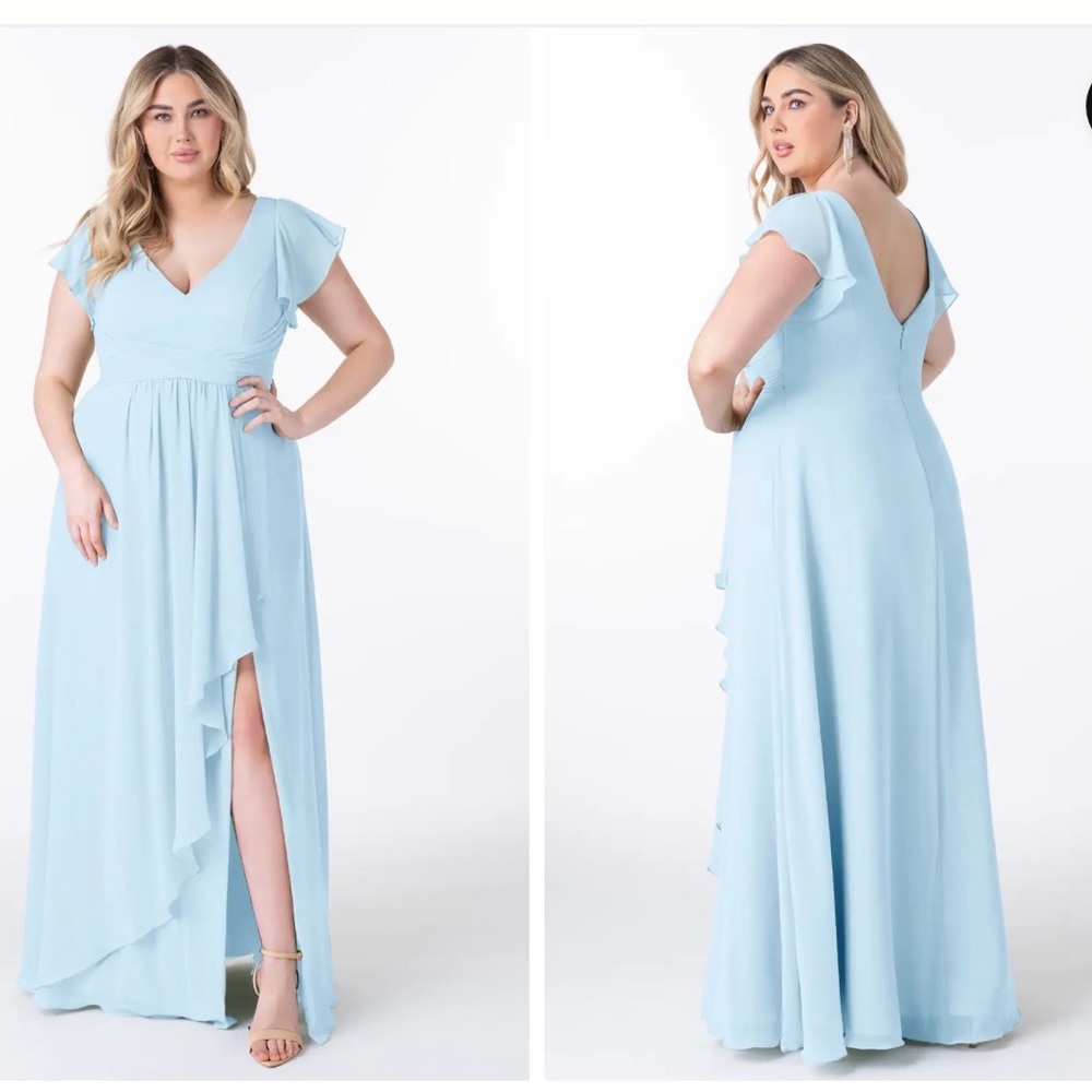 Azazie Omari Bridesmaid Dress Sky Blue A-Line Chiffon